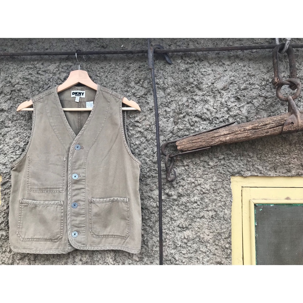 Vintage DKNY Khaki Vest Pockets NWOT